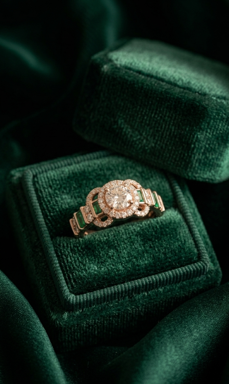 Verde Art Deco Natural Diamond Statement Ring